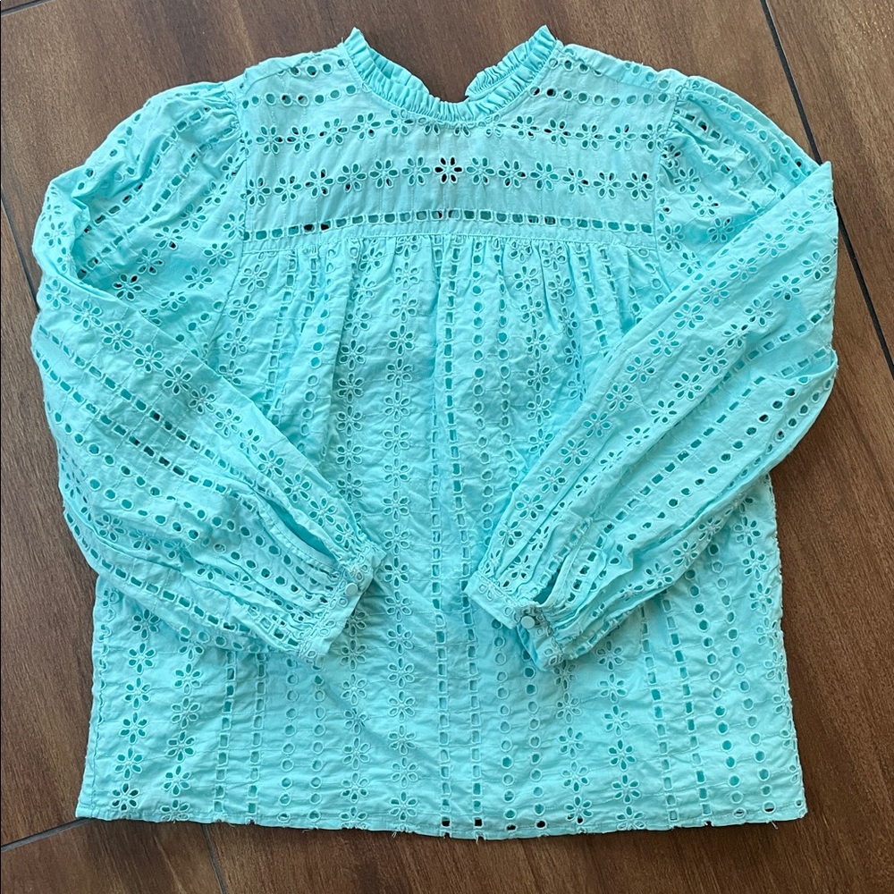 J. Crew Aqua Eyelet Women's Blouse, medium